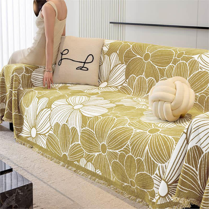 Ownkoti Chenille Jacquard Blooming Floral Sofa Protector - image 1