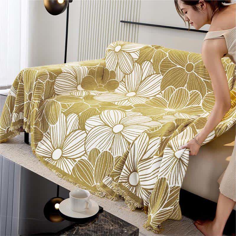 Ownkoti Chenille Jacquard Blooming Floral Sofa Protector - image 4