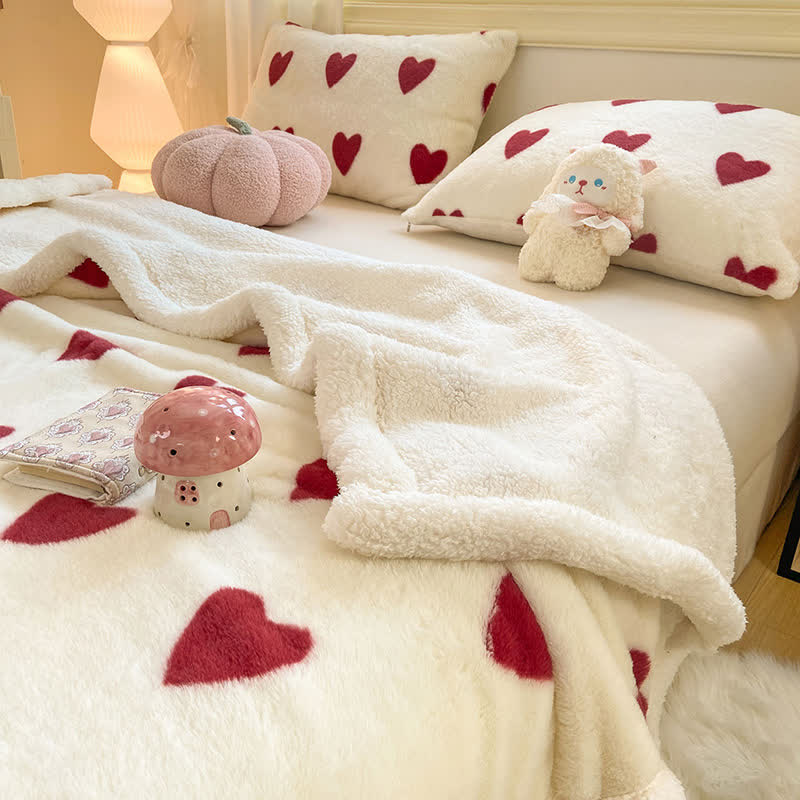 Ownkoti Heart Pattern Plush Fleece Throw Blanket - image 4