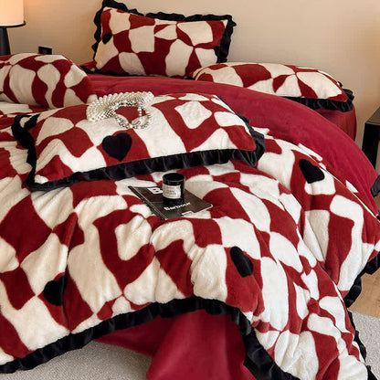 Ownkoti Romantic Plush Velvet 4-Piece Duvet Cover Set - image 2