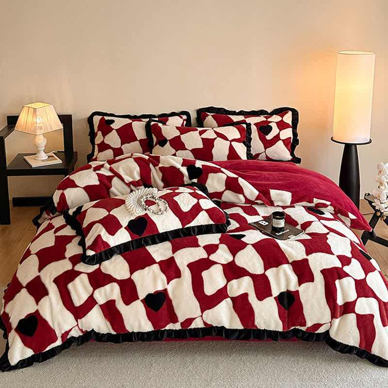 Ownkoti Romantic Plush Velvet 4-Piece Duvet Cover Set - image 1