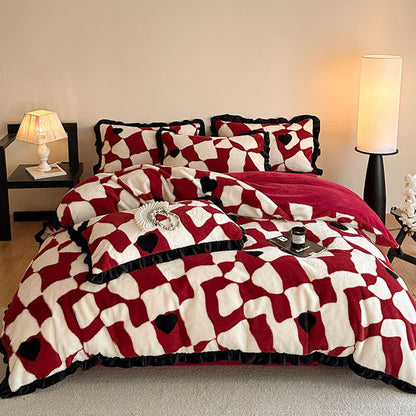 Ownkoti Romantic Plush Velvet 4-Piece Duvet Cover Set - image 1