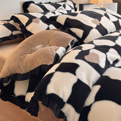 Ownkoti Romantic Plush Velvet 4-Piece Duvet Cover Set - Black - King - image 8