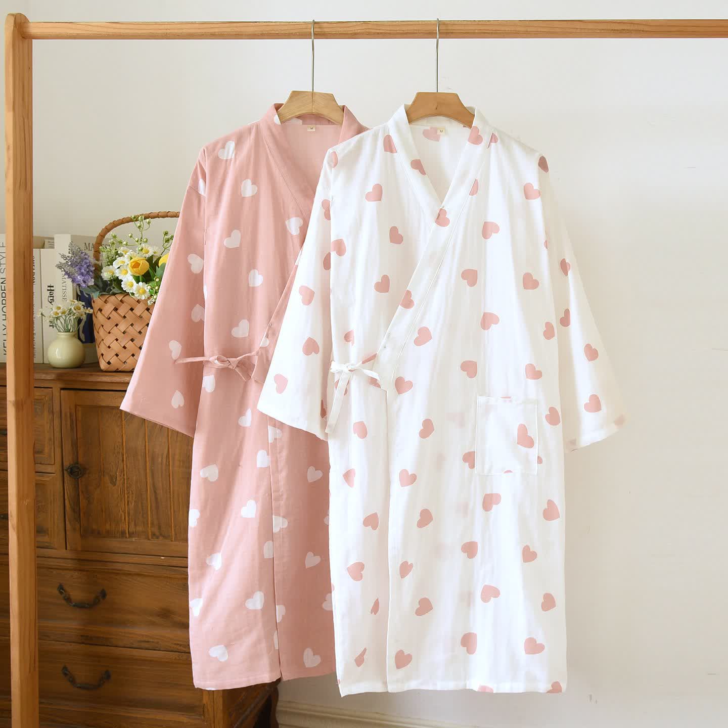Ownkoti Heart Cotton Gauze Kimono Bathrobe - image 1