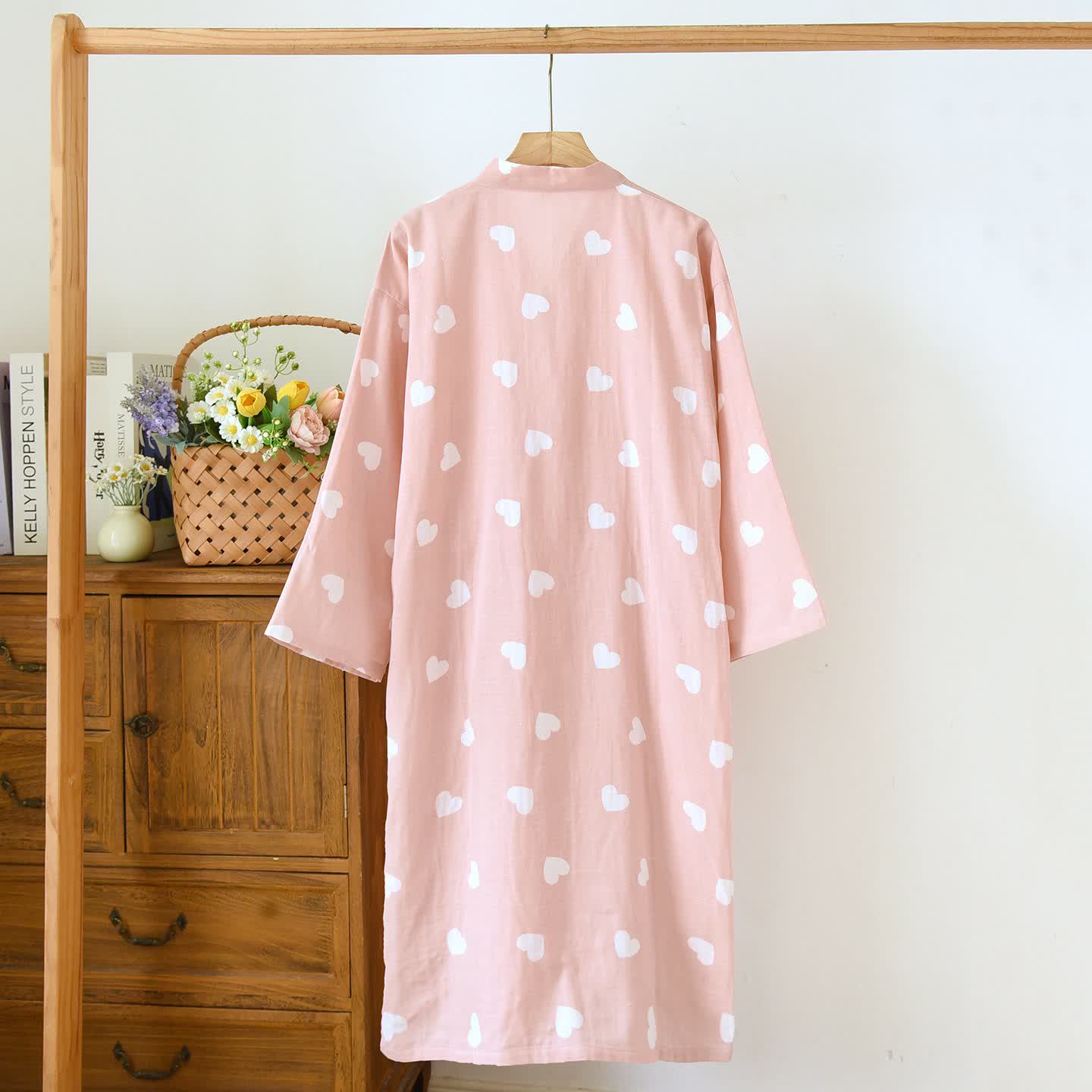 Ownkoti Heart Cotton Gauze Kimono Bathrobe - image 3