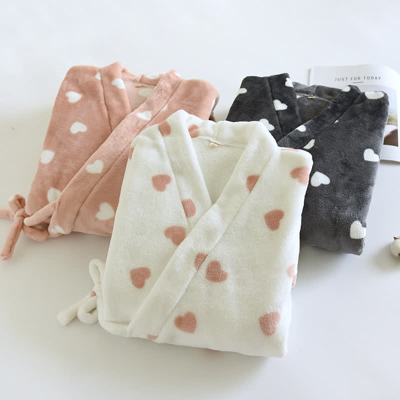 Ownkoti Couples Matching Heart Plush Kimono Robe - image 2