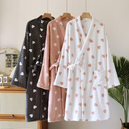Ownkoti Couples Matching Heart Plush Kimono Robe - image 1