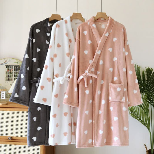 Ownkoti Couples Matching Heart Plush Kimono Robe - image 0