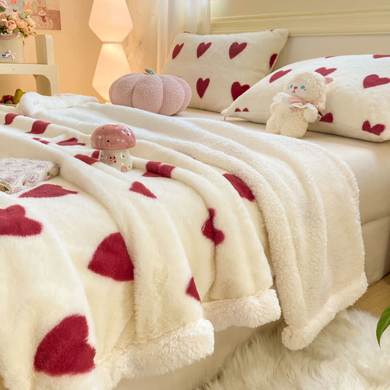 Ownkoti Heart Pattern Plush Fleece Throw Blanket - image 3