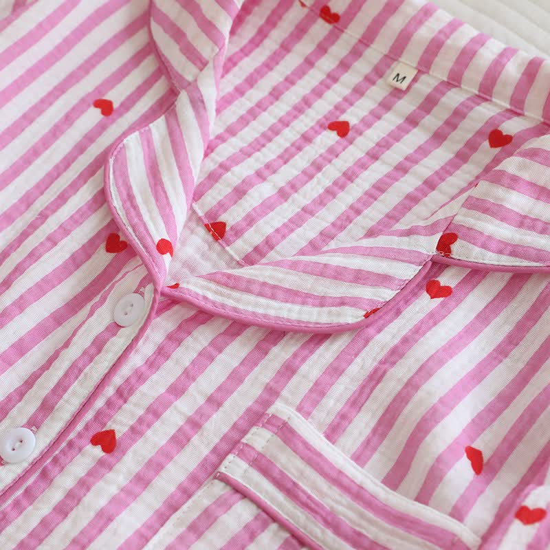Ownkoti Stripe Heart Cotton Gauze Pajama Set - image 9