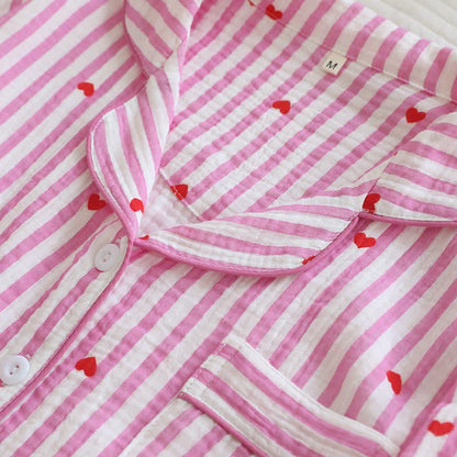 Ownkoti Stripe Heart Cotton Gauze Pajama Set - image 9