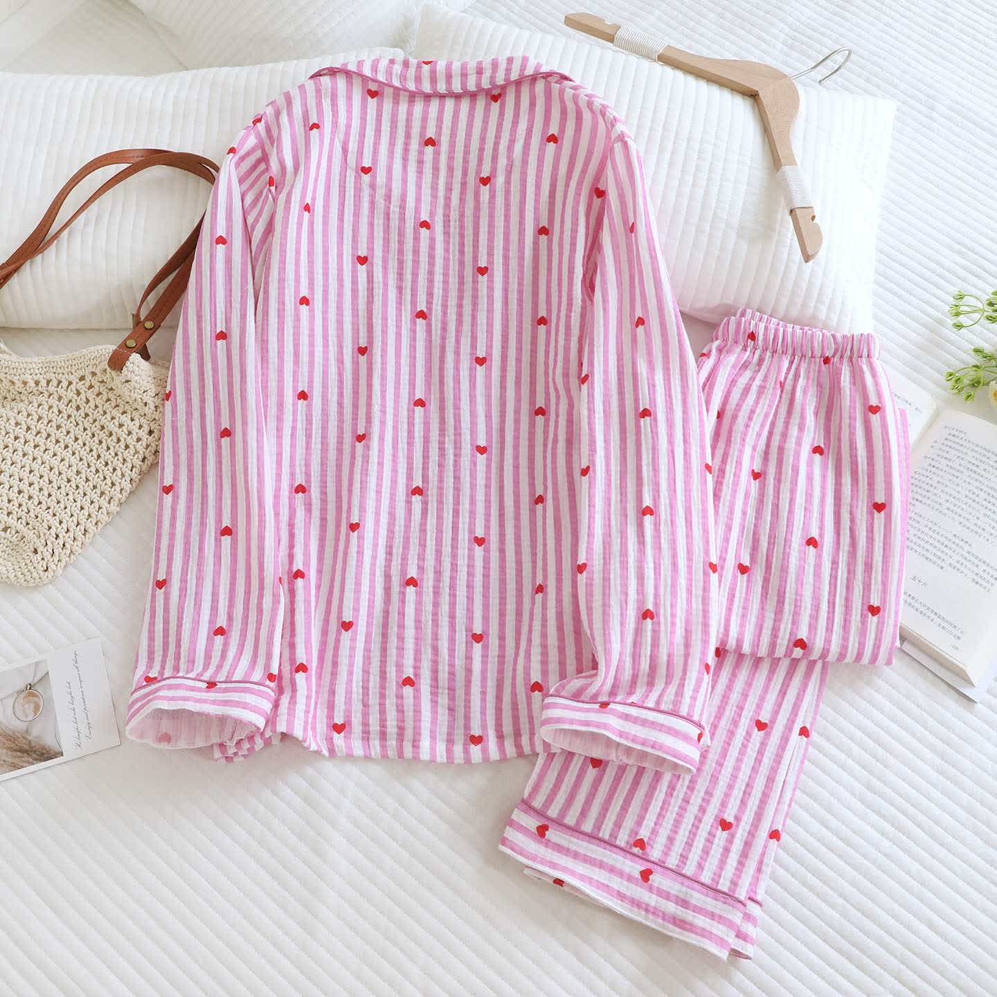 Ownkoti Stripe Heart Cotton Gauze Pajama Set - image 6