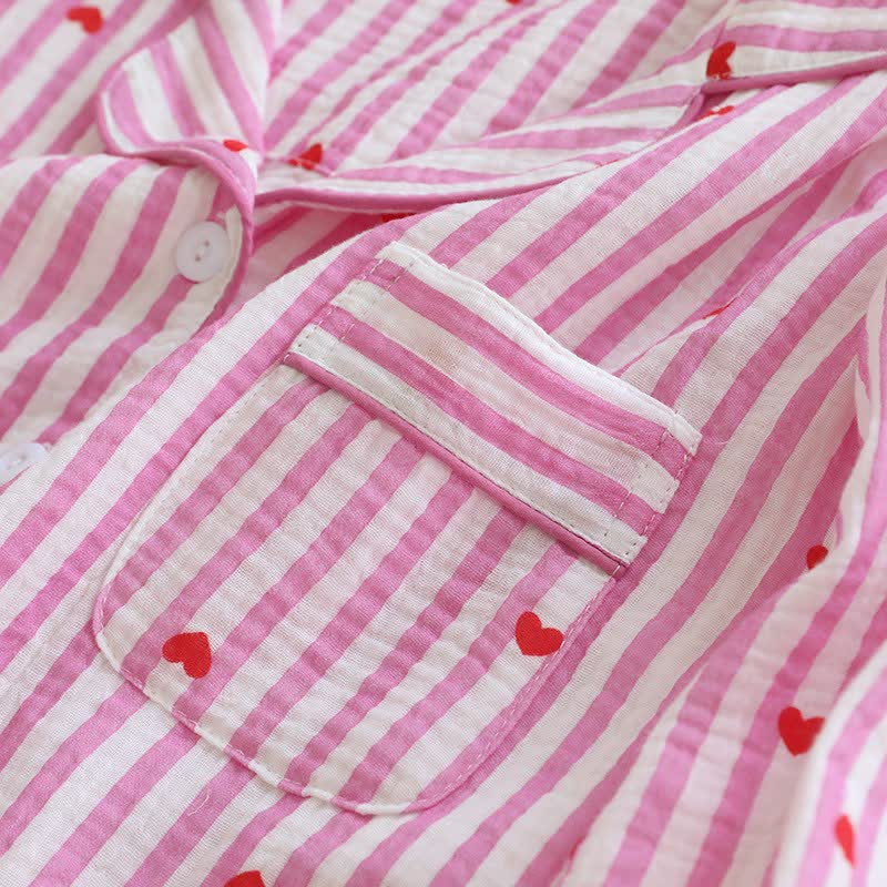 Ownkoti Stripe Heart Cotton Gauze Pajama Set - image 11