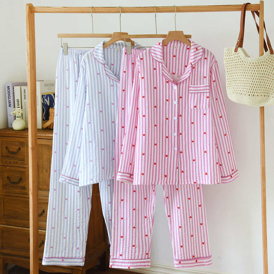 Ownkoti Stripe Heart Cotton Gauze Pajama Set - image 0