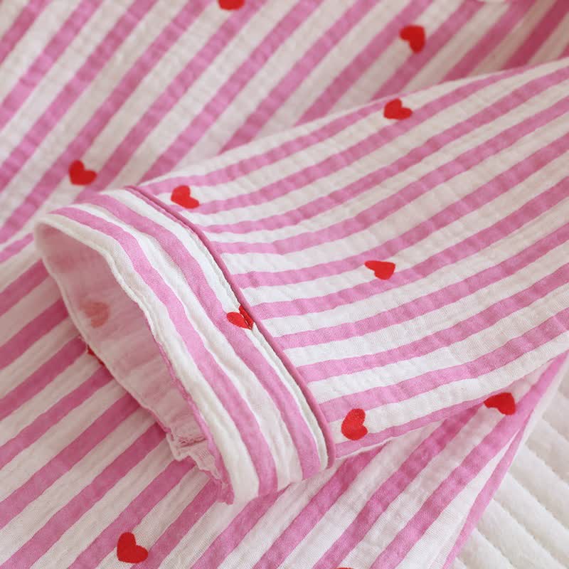 Ownkoti Stripe Heart Cotton Gauze Pajama Set - image 10