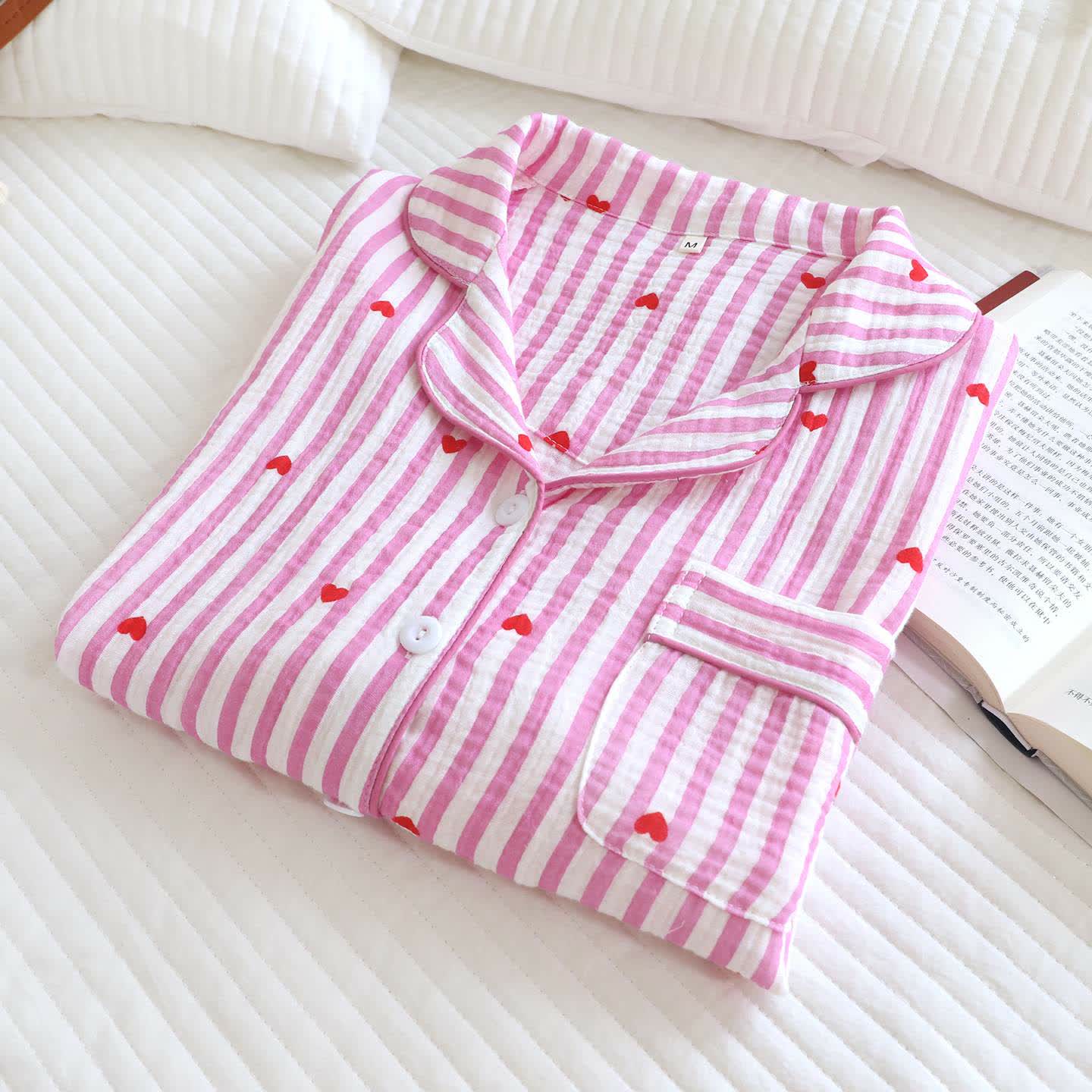 Ownkoti Stripe Heart Cotton Gauze Pajama Set - image 7