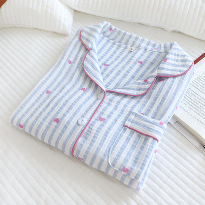Ownkoti Stripe Heart Cotton Gauze Pajama Set - image 4