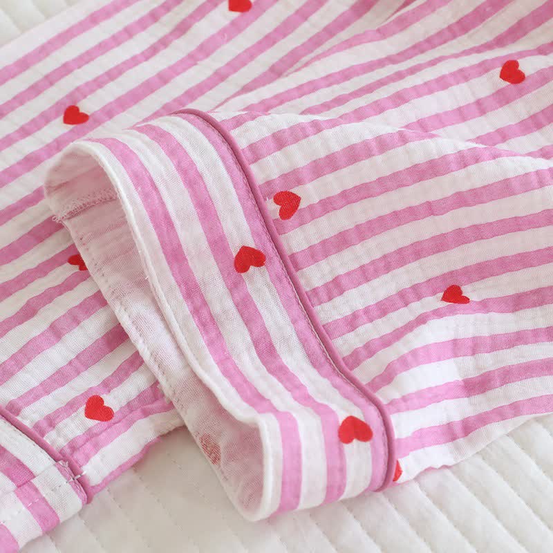 Ownkoti Stripe Heart Cotton Gauze Pajama Set - image 14