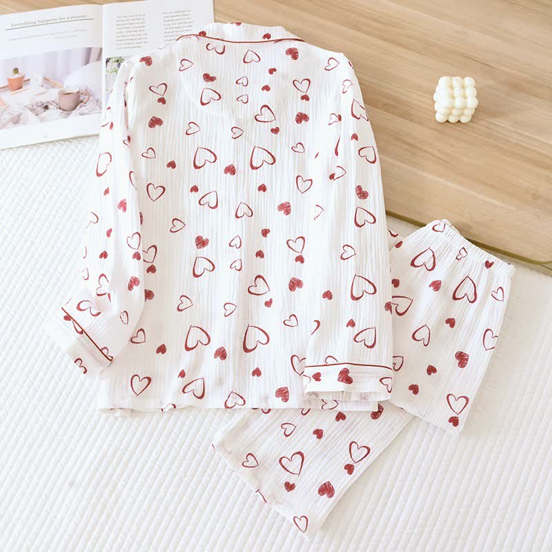 Ownkoti Heart Doodle Cotton Gauze Pajama Set - image 1