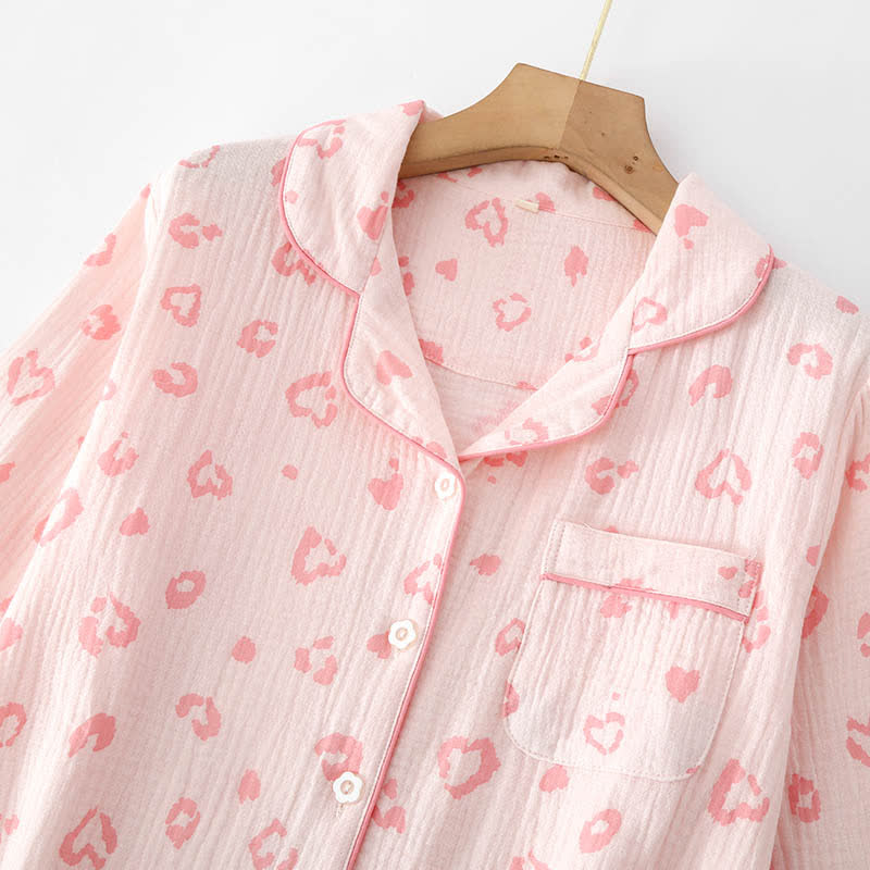 Ownkoti Heart Leopard Print Cotton Pajama Set - image 2