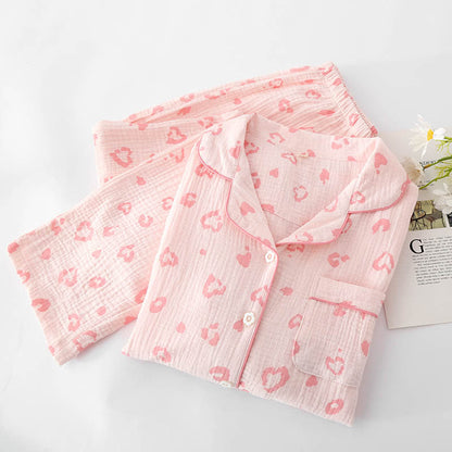 Ownkoti Heart Leopard Print Cotton Pajama Set - image 1