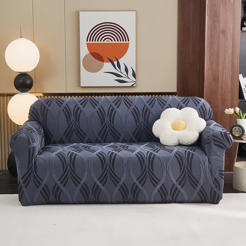 Ownkoti Jacquard Elastic Non-Slip Couch Slipcover - Gray Blue - All-inclusive - 4-Seater 92" - 118" - image 0