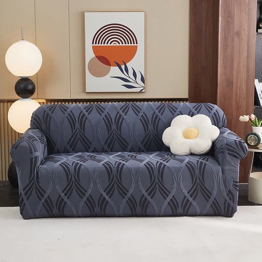 Ownkoti Jacquard Elastic Non-Slip Couch Slipcover - Gray Blue - All-inclusive - 4-Seater 92" - 118" - image 0