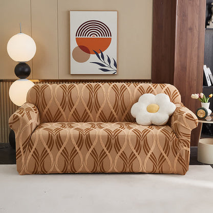 Ownkoti Jacquard Elastic Non-Slip Couch Slipcover - Coffee - All-inclusive - 4-Seater 92" - 118" - image 16