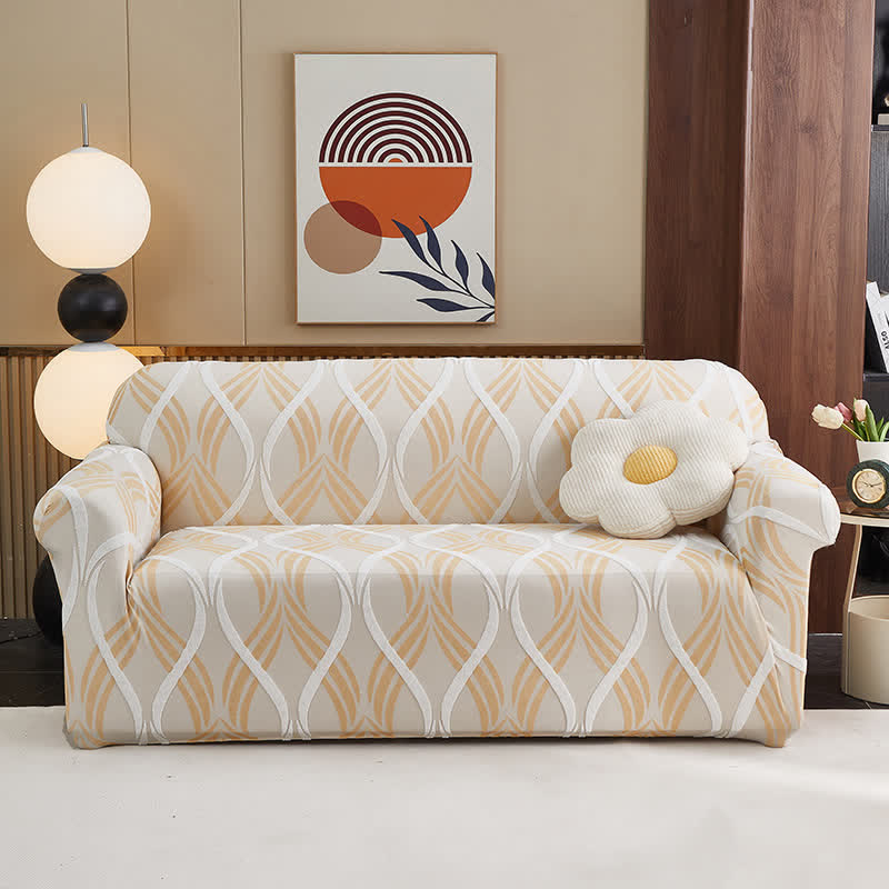 Ownkoti Jacquard Elastic Non-Slip Couch Slipcover - Yellow - All-inclusive - 4-Seater 92" - 118" - image 14