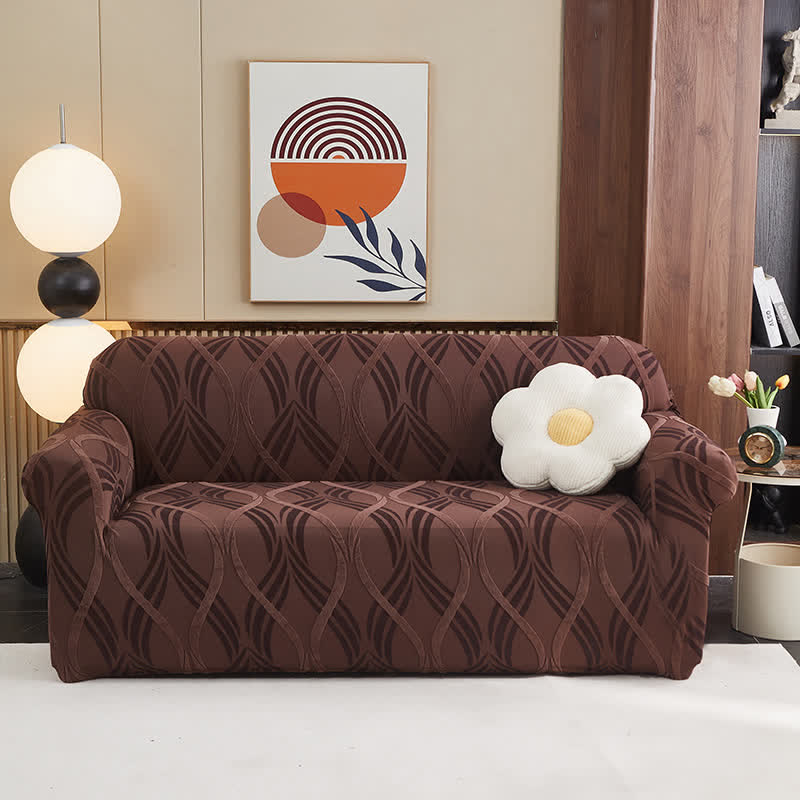 Ownkoti Jacquard Elastic Non-Slip Couch Slipcover - Brown - All-inclusive - 4-Seater 92" - 118" - image 12