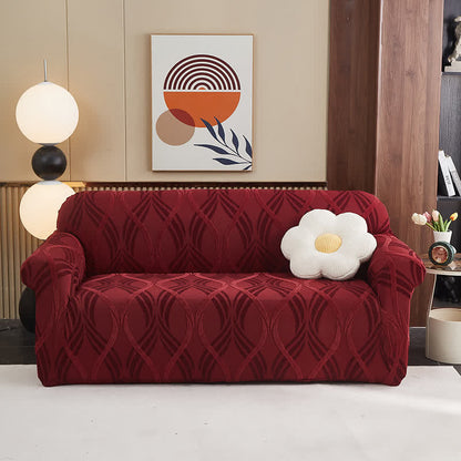 Ownkoti Jacquard Elastic Non-Slip Couch Slipcover - Wine - All-inclusive - 4-Seater 92" - 118" - image 6