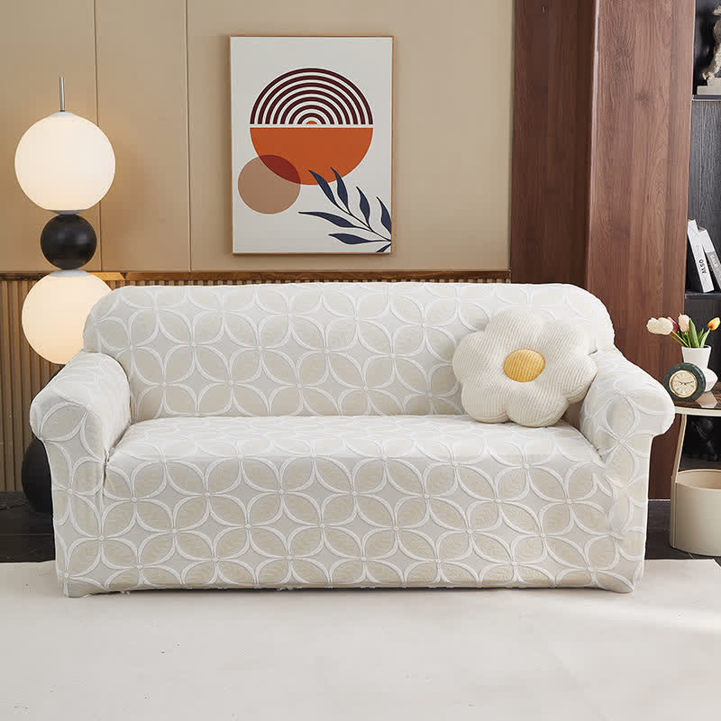 Ownkoti High-Stretch 3D Jacquard Couch Slipcover - Beige - All-inclusive - 4-Seater 92" - 118" - image 15