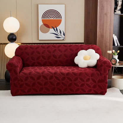 Ownkoti High-Stretch 3D Jacquard Couch Slipcover - Wine - All-inclusive - 4-Seater 92" - 118" - image 0