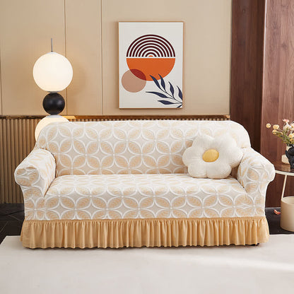 Ownkoti High-Stretch 3D Jacquard Couch Slipcover - Yellow - Skirted - 4-Seater 92" - 118" - image 14