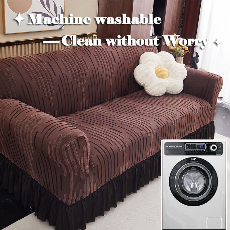 Ownkoti 3D Jacquard Thickened Sofa Cover with Ruffled Skirt - image 2