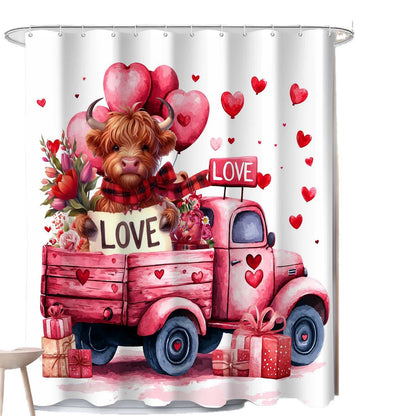 Ownkoti Heart & Cow Print Shower Curtain - image 1