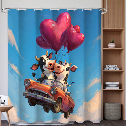 Ownkoti Heart & Cow Print Shower Curtain - D - 71"W x 79"L - image 4