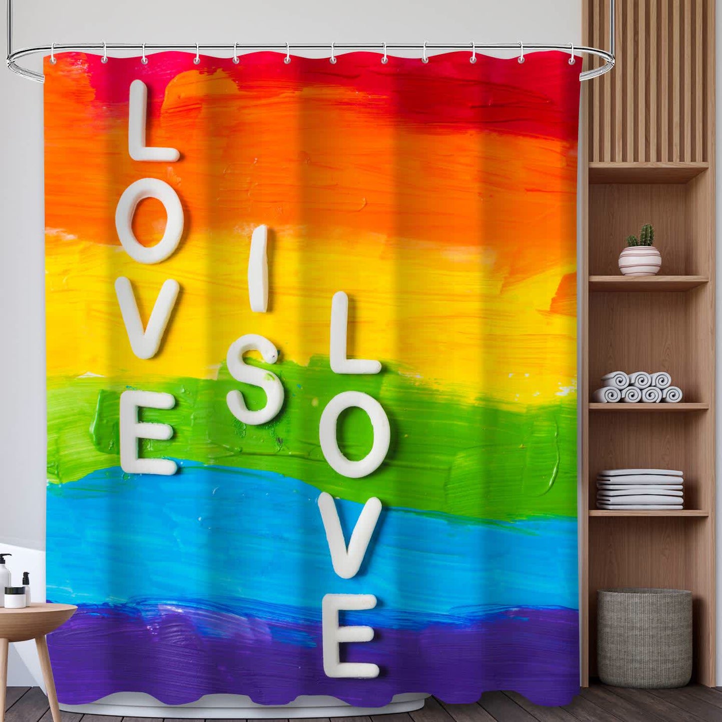 Ownkoti LOVE Letter Print Shower Curtain - B - 71"W x 79"L - image 1