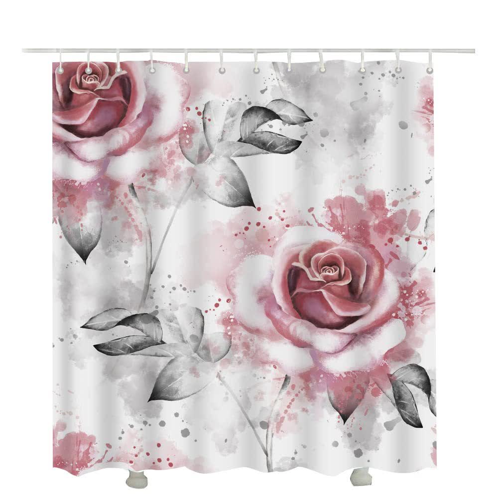 Ownkoti Romantic Rose Print Shower Curtain - G - 118"W x 71"L - image 9