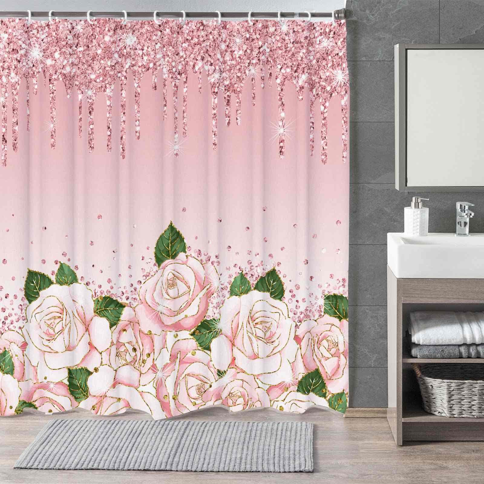 Ownkoti Romantic Rose Print Shower Curtain - C - 118"W x 71"L - image 5