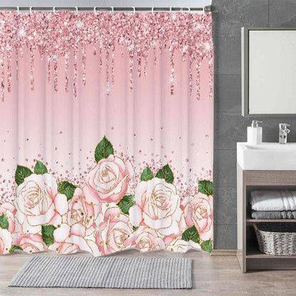 Ownkoti Romantic Rose Print Shower Curtain - C - 118"W x 71"L - image 5