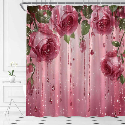 Ownkoti Romantic Rose Print Shower Curtain - image 1
