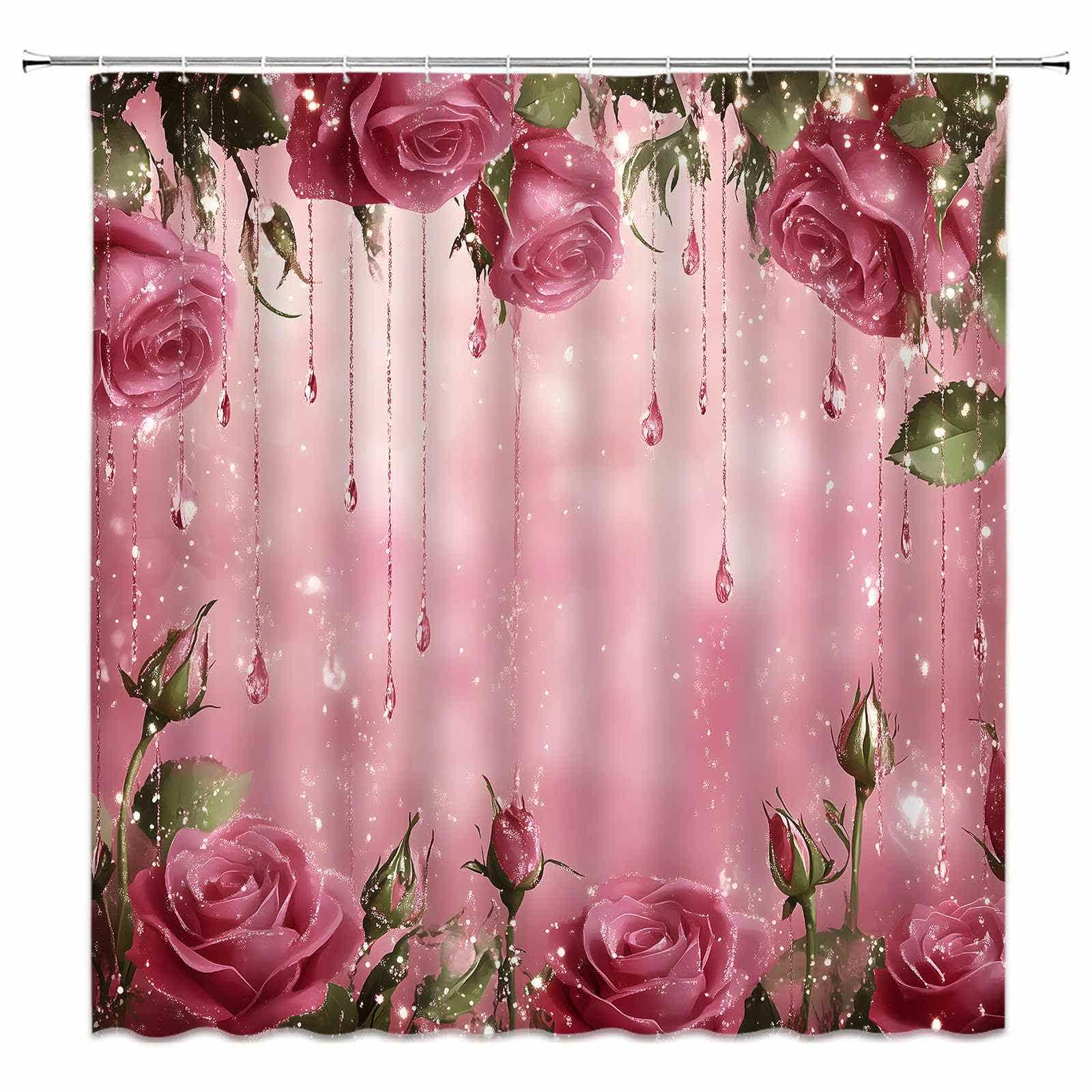 Ownkoti Romantic Rose Print Shower Curtain - F - 118"W x 71"L - image 8