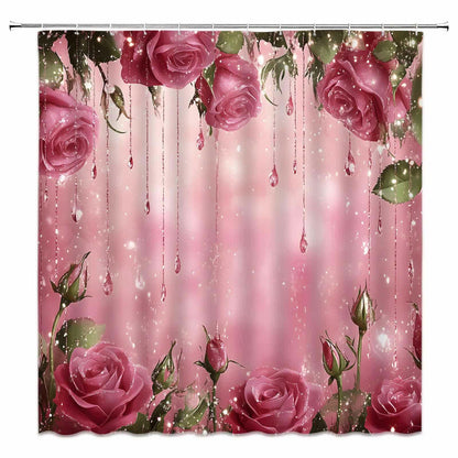 Ownkoti Romantic Rose Print Shower Curtain - F - 118"W x 71"L - image 8