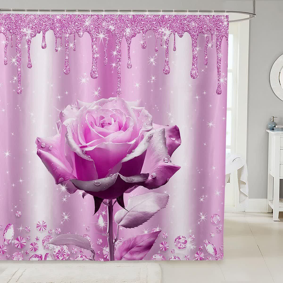 Ownkoti Romantic Rose Print Shower Curtain - D - 118"W x 71"L - image 6