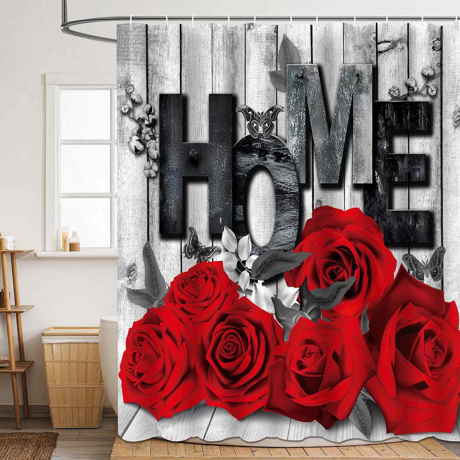Ownkoti Valentine's Day Romantic Print Shower Curtain - A - 71"W x 79"L - image 0
