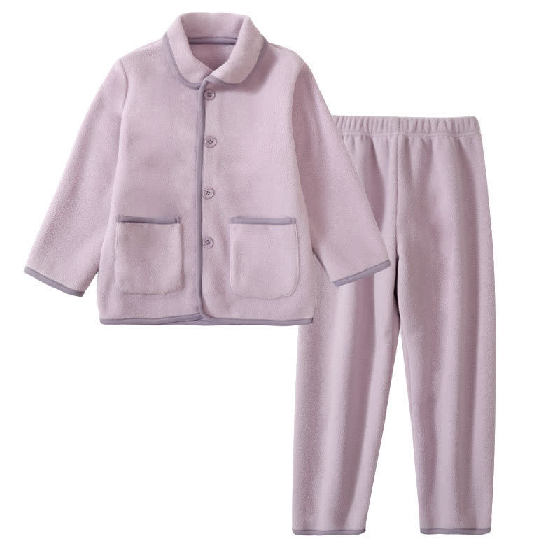 Ownkoti Solid Warm Plush Child Pajama Set - Purple - Child:160cm - image 2
