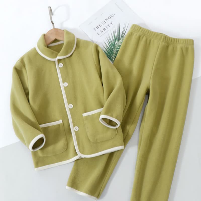 Ownkoti Solid Warm Plush Child Pajama Set - image 5