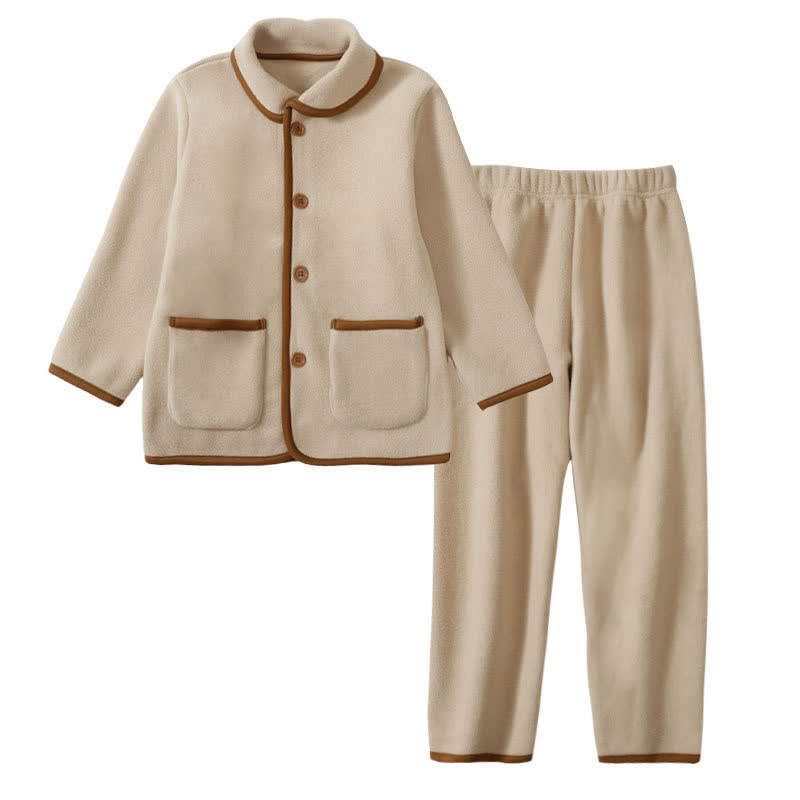 Ownkoti Solid Warm Plush Child Pajama Set - Coffee - Child:160cm - image 4