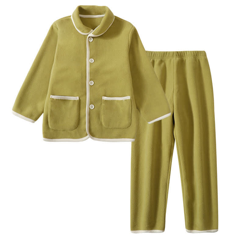 Ownkoti Solid Warm Plush Child Pajama Set - Green - Child:160cm - image 6